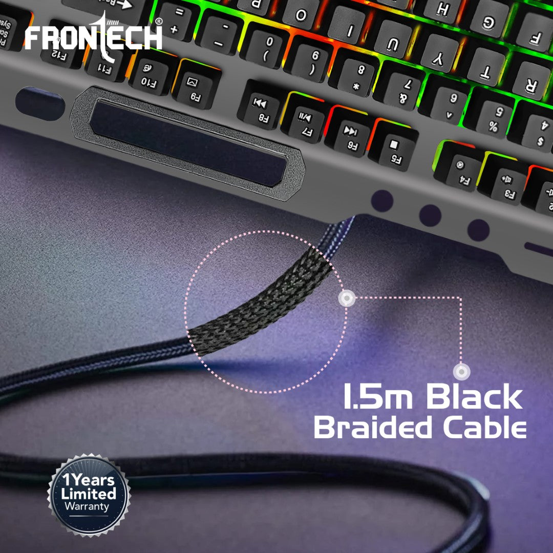 Frontech Wired Gaming Keyboard | 104 Keys | Rainbow Backlight | USB Plug & Play (KB-0049) Frontech Wired Gaming Keyboard | 104 Keys | Rainbow Backlight | USB Plug & Play (KB-0049)